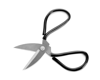 Pair of craft scissors on white background