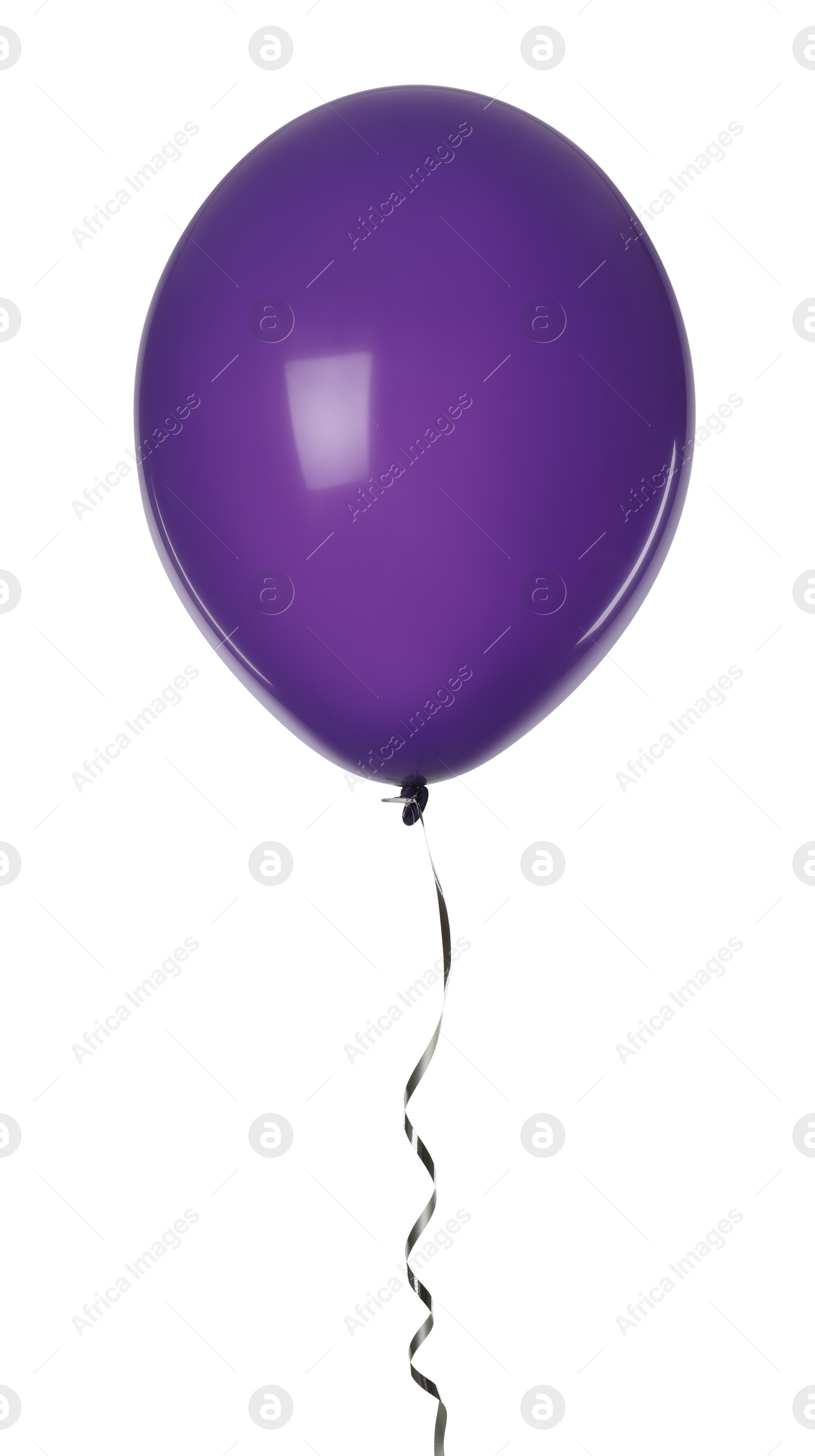 Photo of Purple balloon with ribbon isolated on white