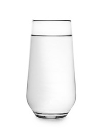 Photo of Full glass of water on white background