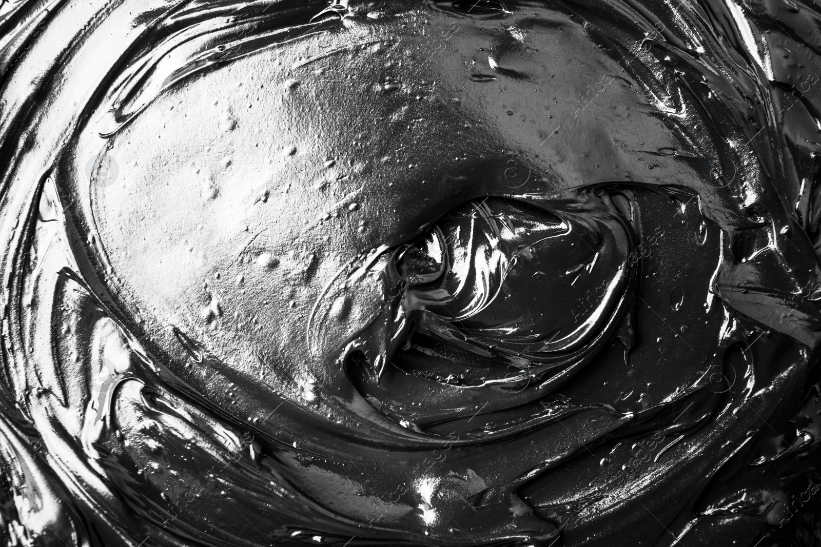 Photo of Texture of black professional face mask as background, closeup