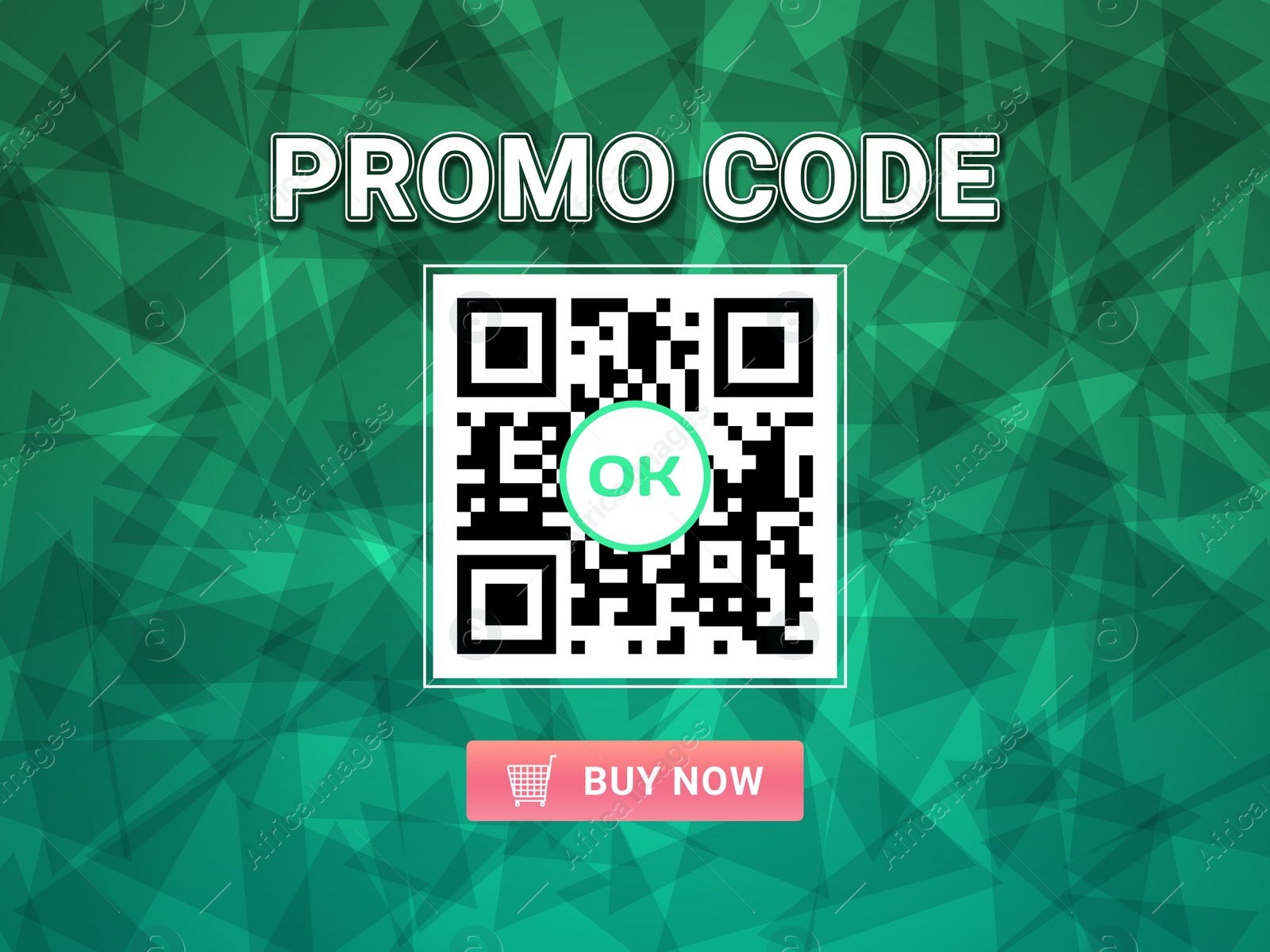 Illustration of Online shopping app with activated promo code, illustration