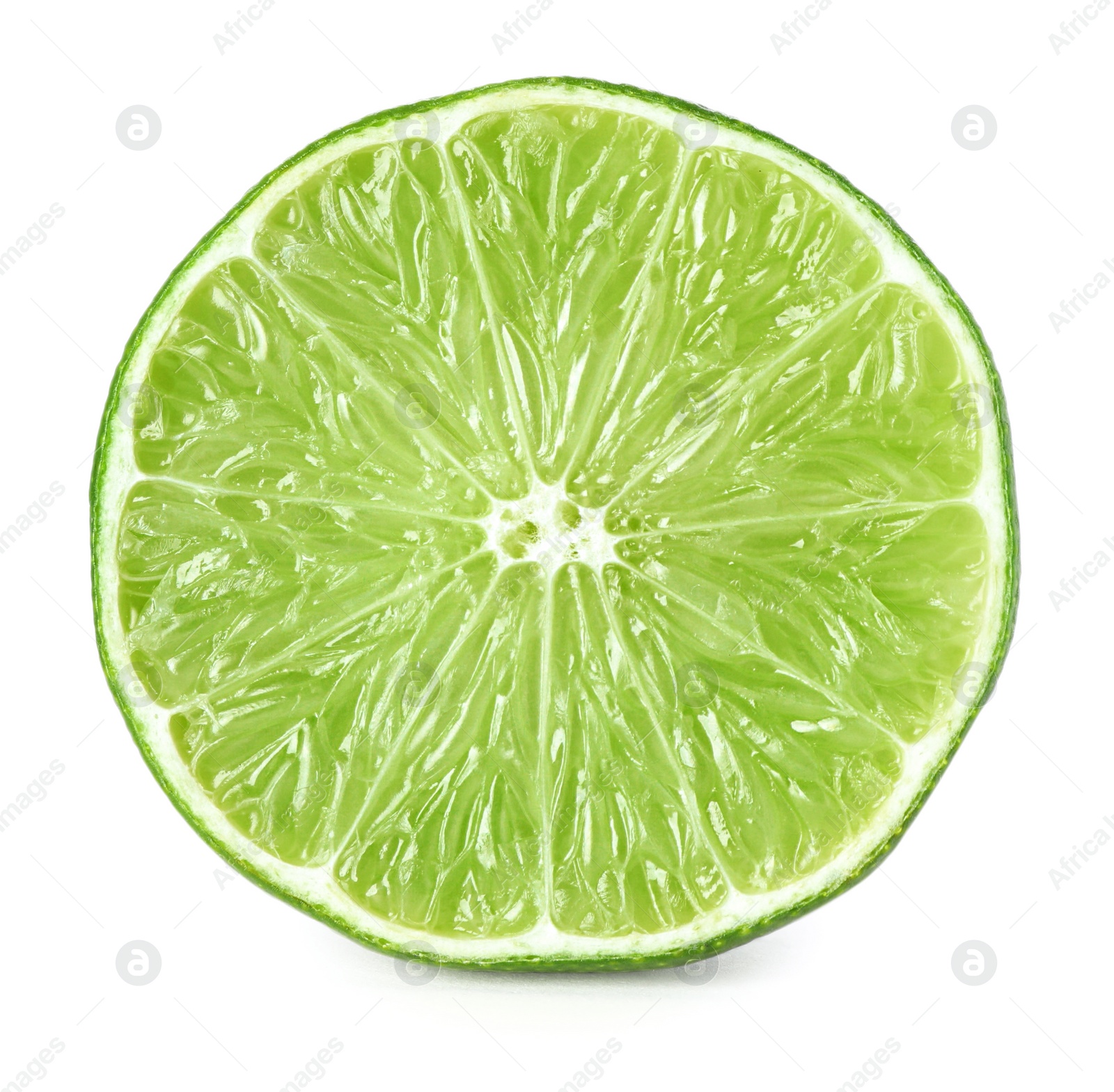 Photo of Slice of fresh green ripe lime isolated on white