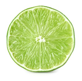 Slice of fresh green ripe lime isolated on white