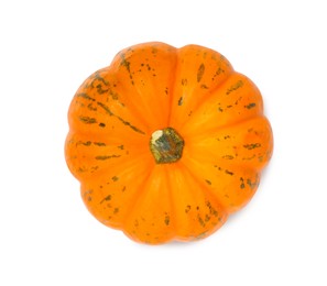 Fresh ripe pumpkin isolated on white, top view