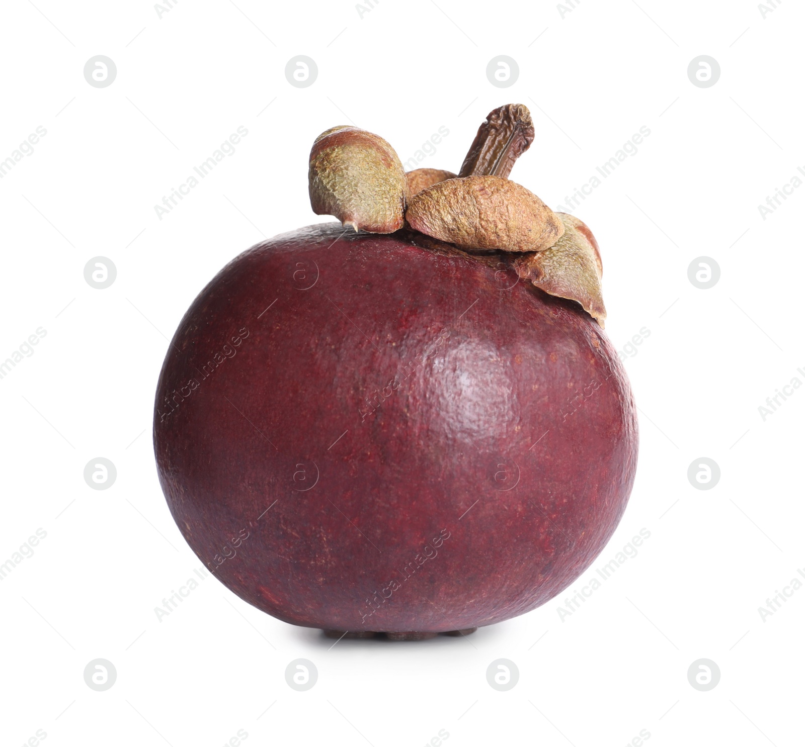 Photo of Delicious ripe mangosteen isolated on white. Exotic fruit