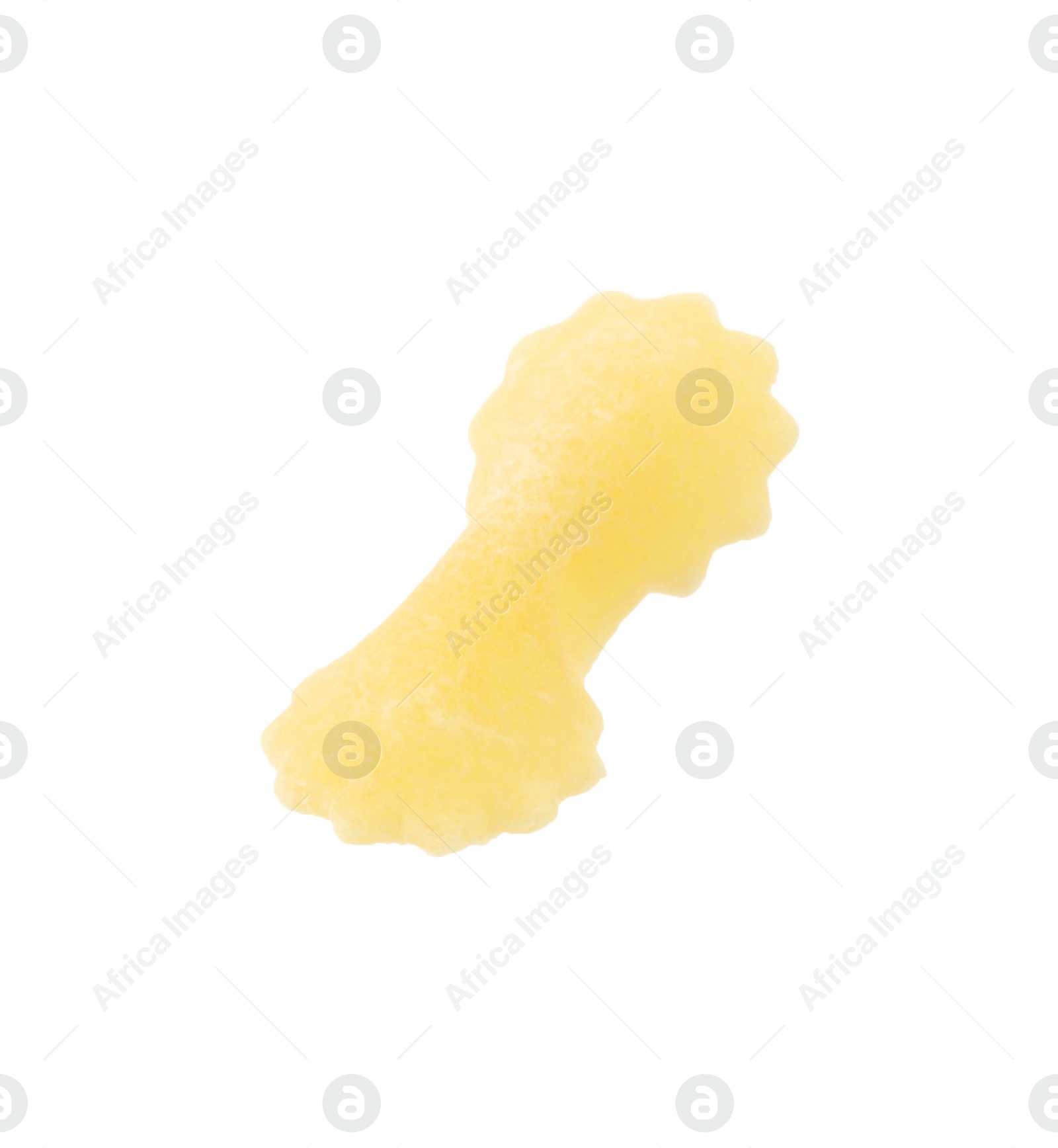 Photo of One piece of raw farfalline pasta isolated on white