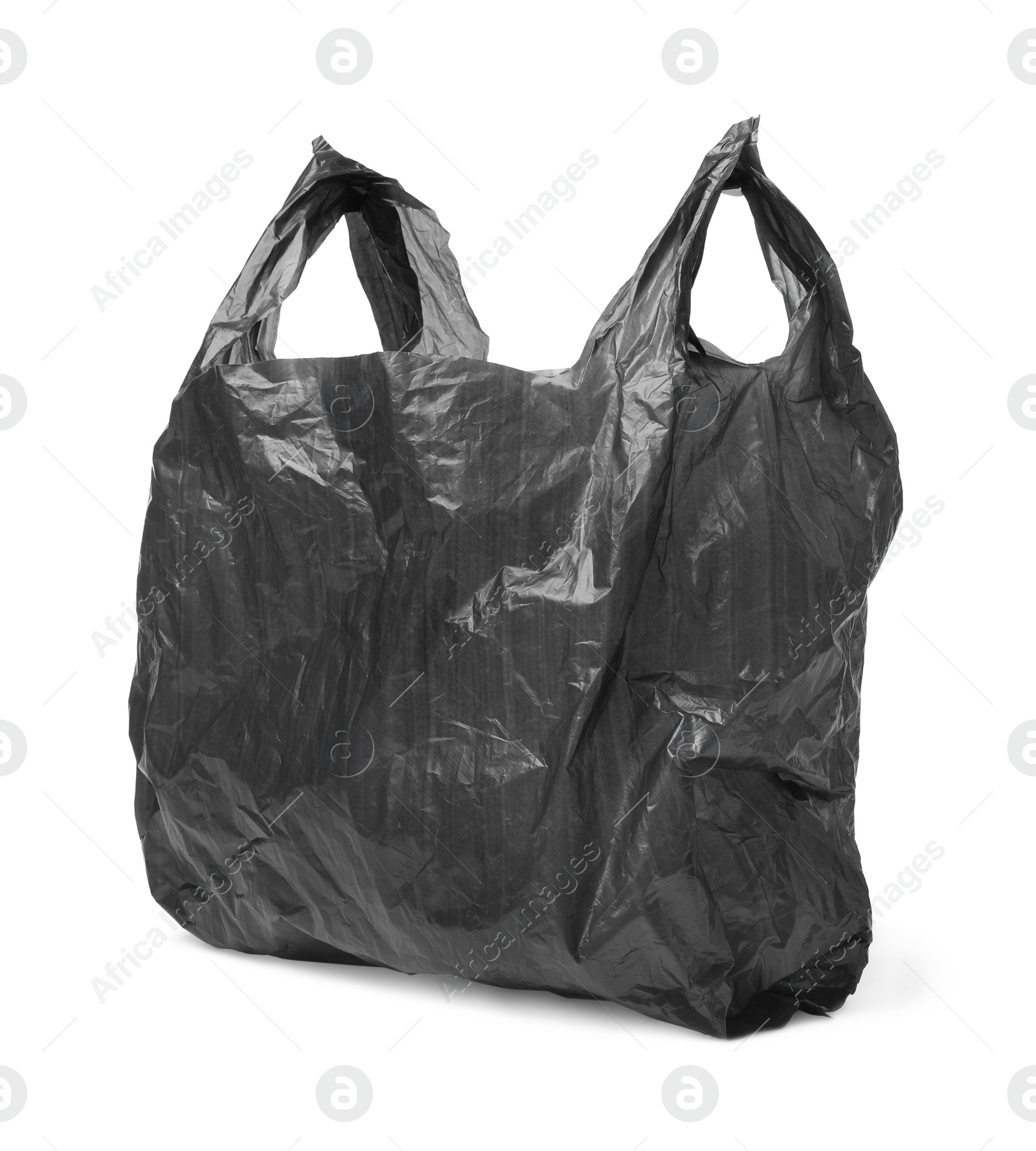 Photo of One black plastic bag isolated on white