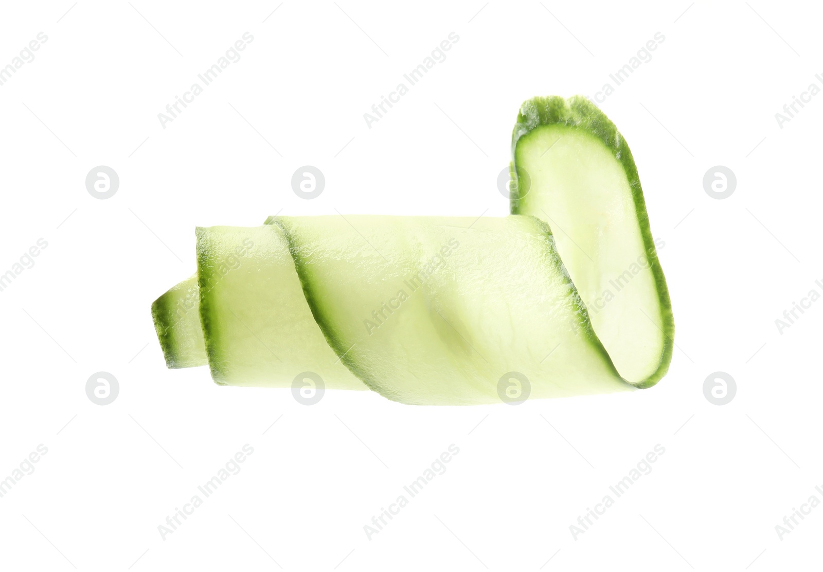 Photo of Slice of fresh cucumber isolated on white