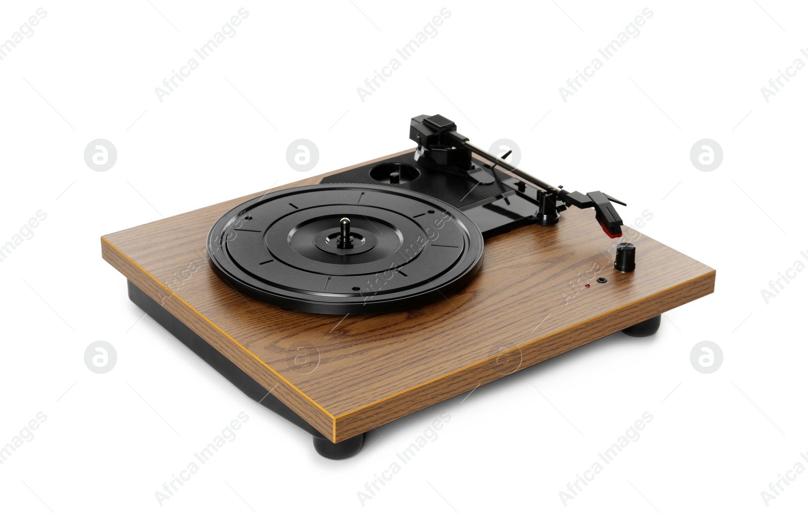 Photo of Modern vinyl record turntable isolated on white