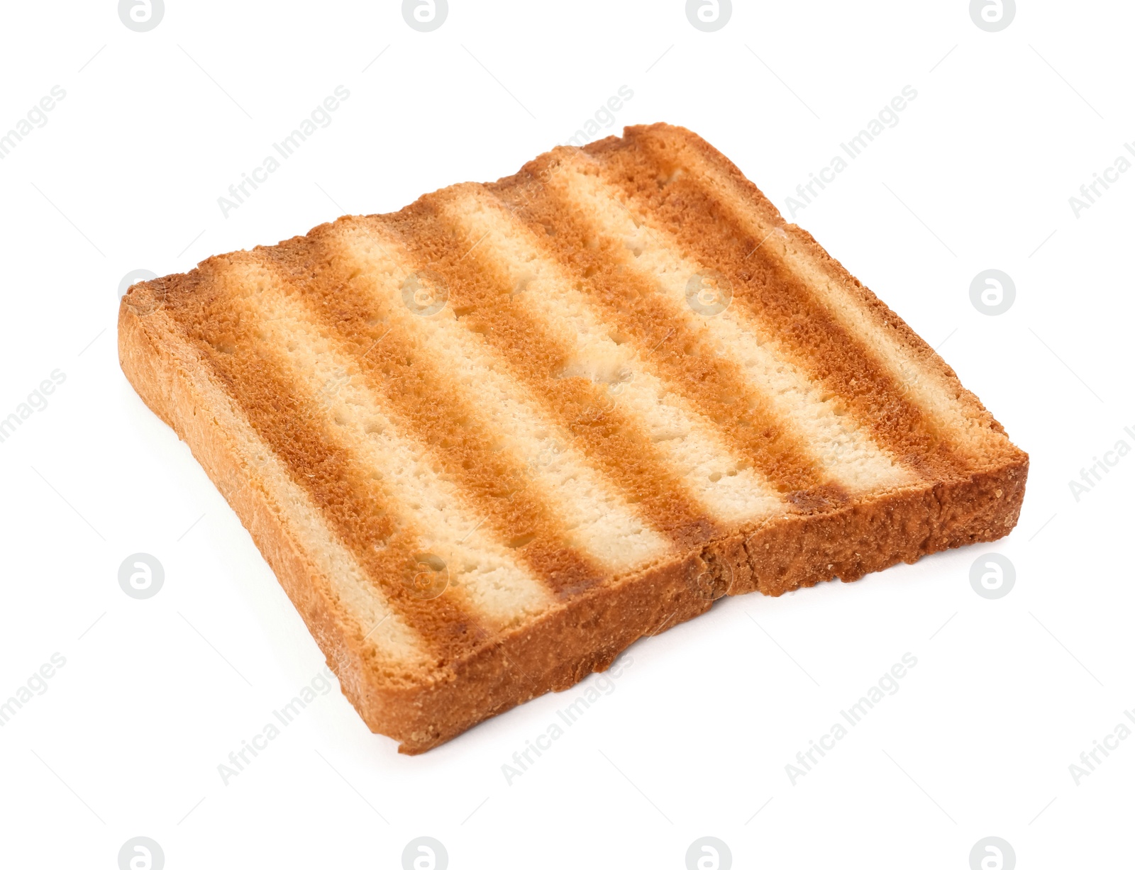 Photo of Slice of delicious toasted bread isolated on white