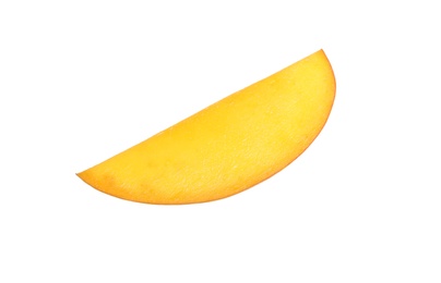 Photo of Fresh juicy mango slice on white background