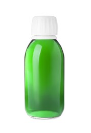 Bottle of syrup isolated on white. Cough and cold medicine