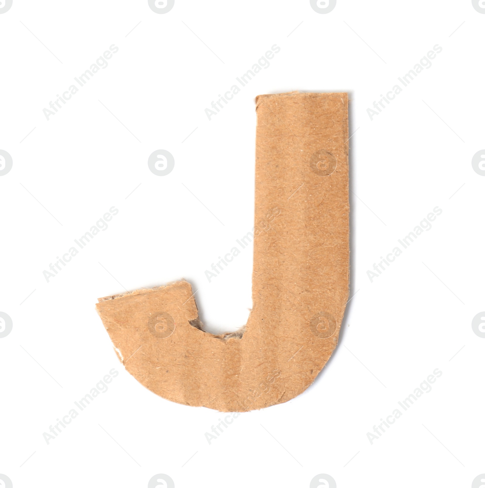 Photo of Letter J made of cardboard on white background