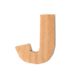 Photo of Letter J made of cardboard on white background