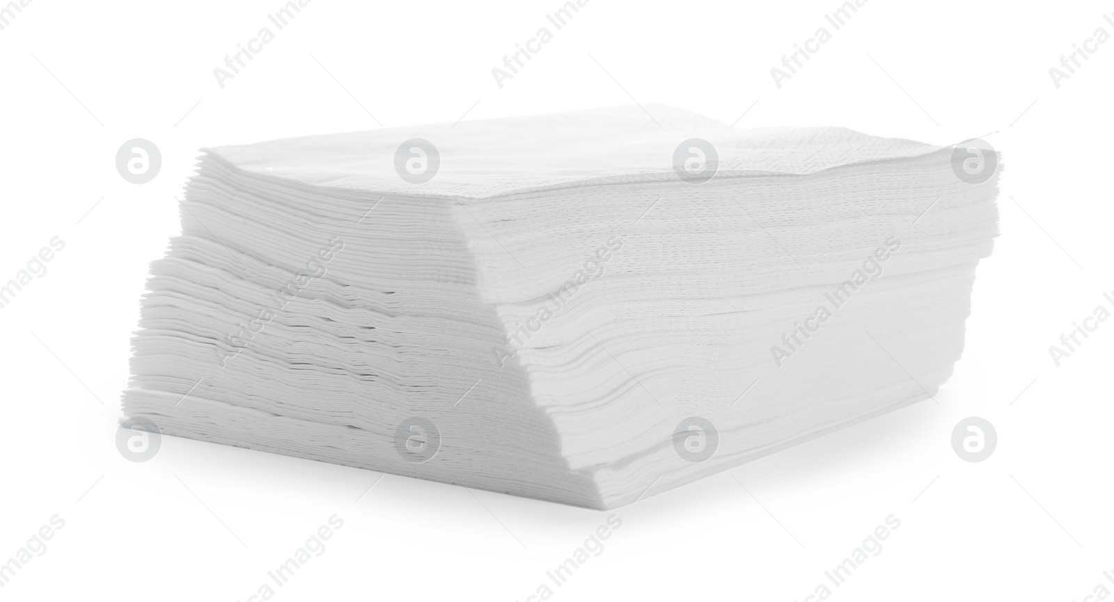 Photo of Stack of clean paper napkins on white background