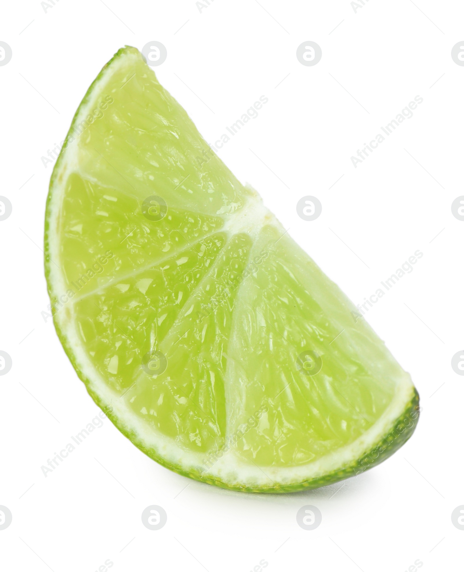 Photo of Slice of fresh green ripe lime isolated on white