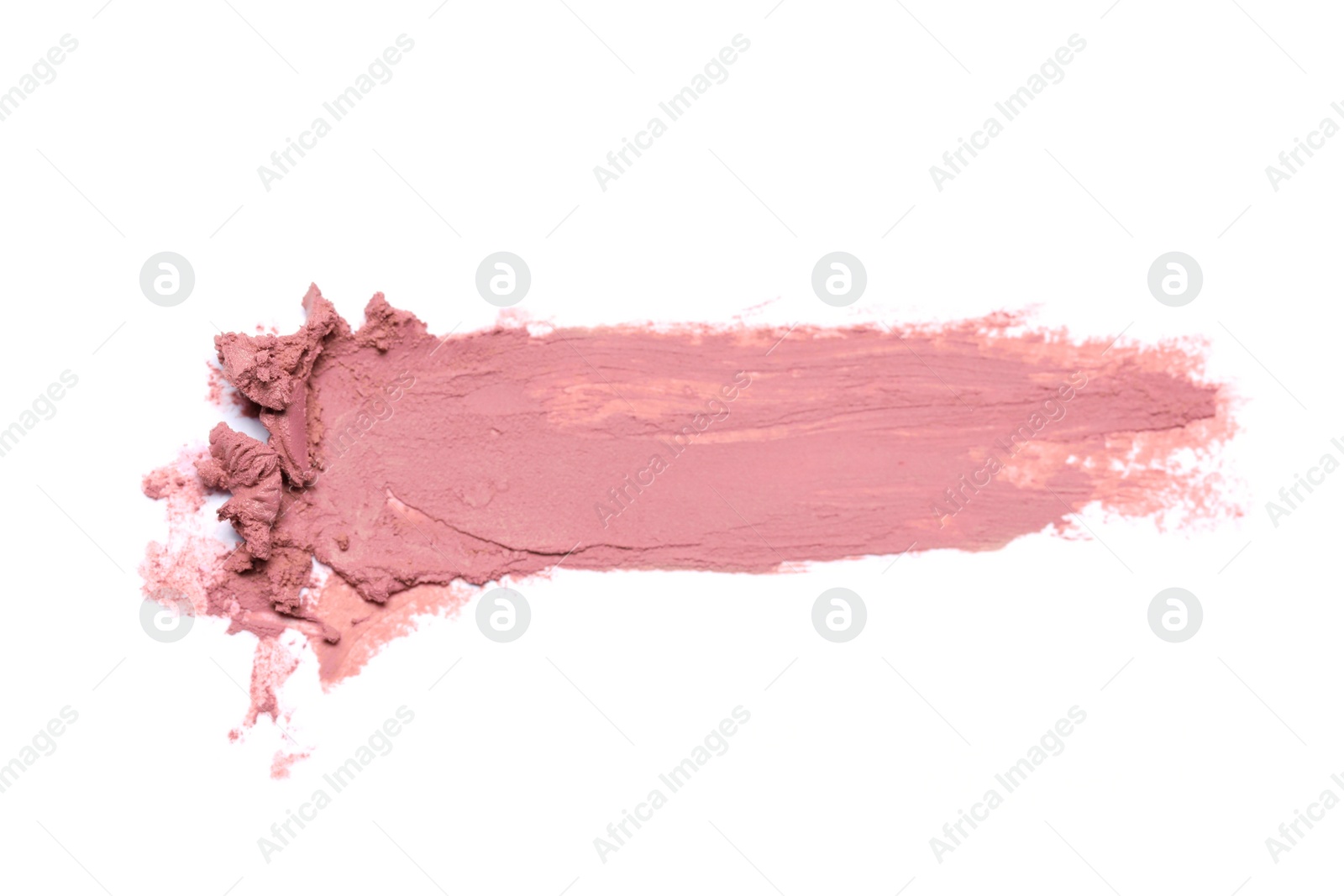 Photo of Smear of beautiful lipstick on white background, top view