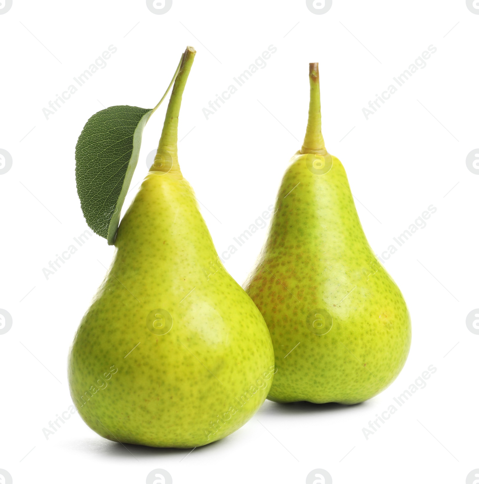 Photo of Whole ripe pears on white background