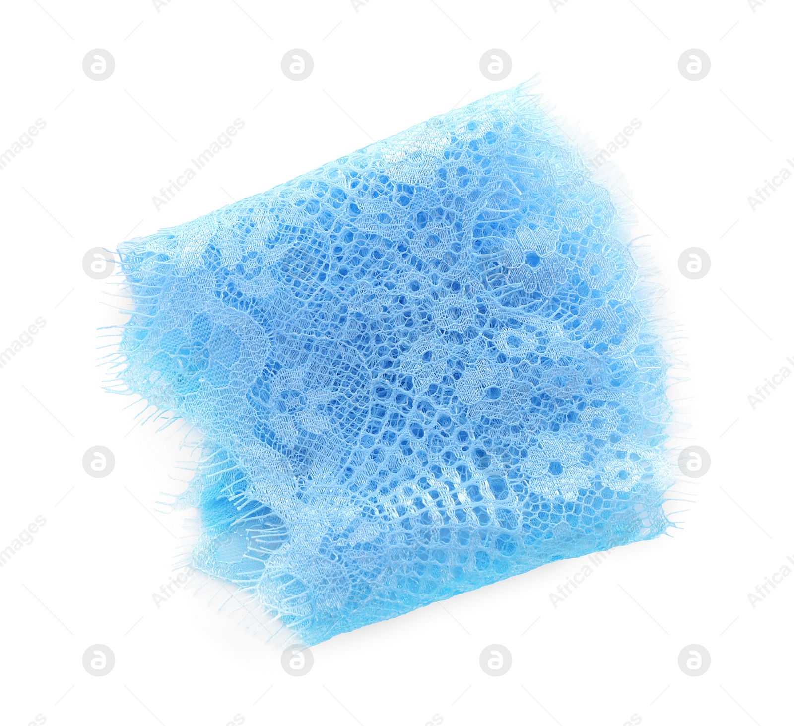 Photo of Beautiful lace isolated on white, top view