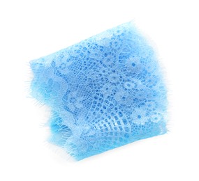 Photo of Beautiful lace isolated on white, top view