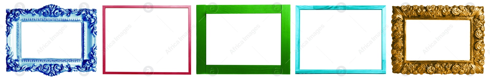 Image of Collage with bright frames on white background