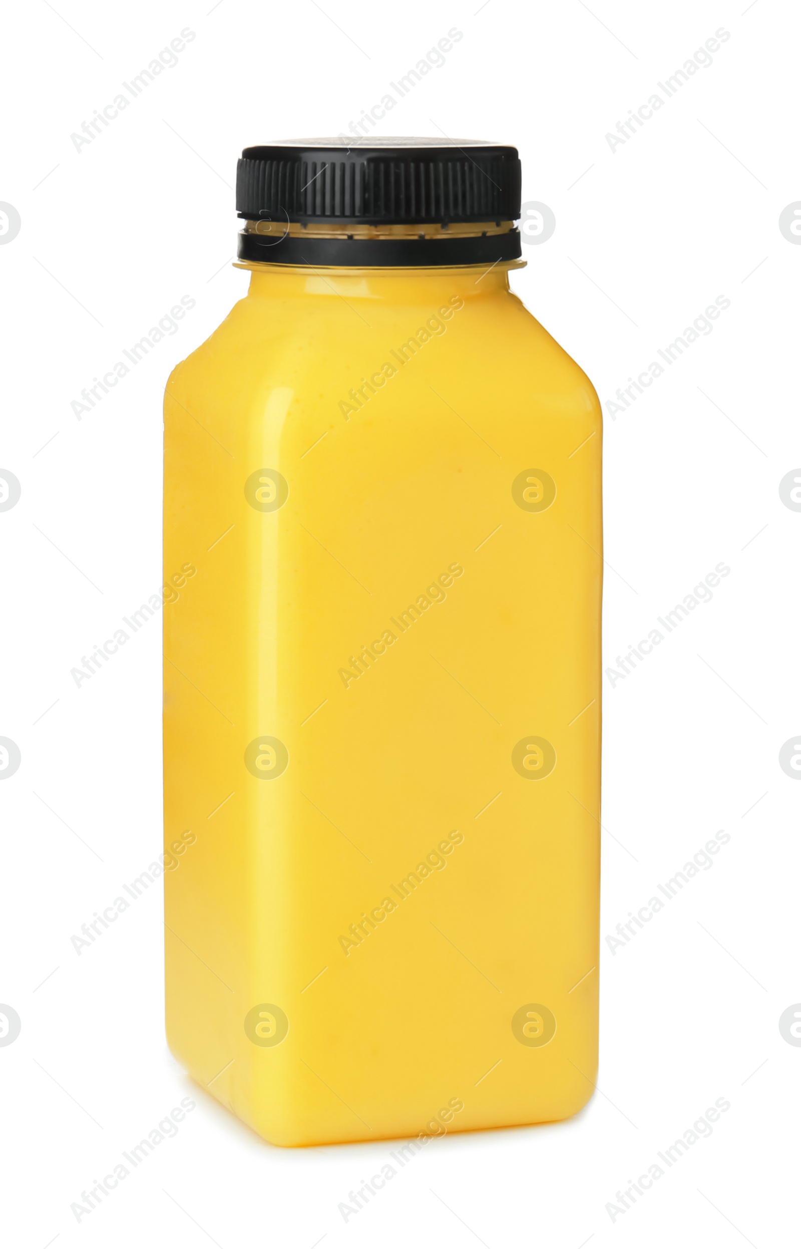 Photo of Bottle with delicious detox smoothie on white background