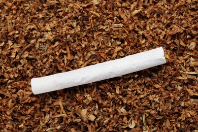 Photo of Hand rolled cigarette and tobacco, closeup view