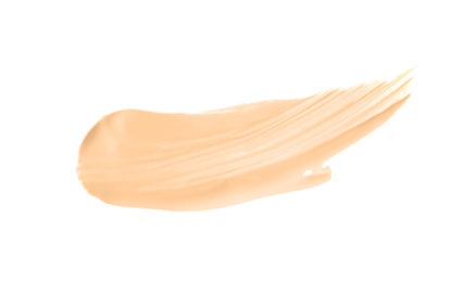 Sample of liquid foundation foundation on white background, top view