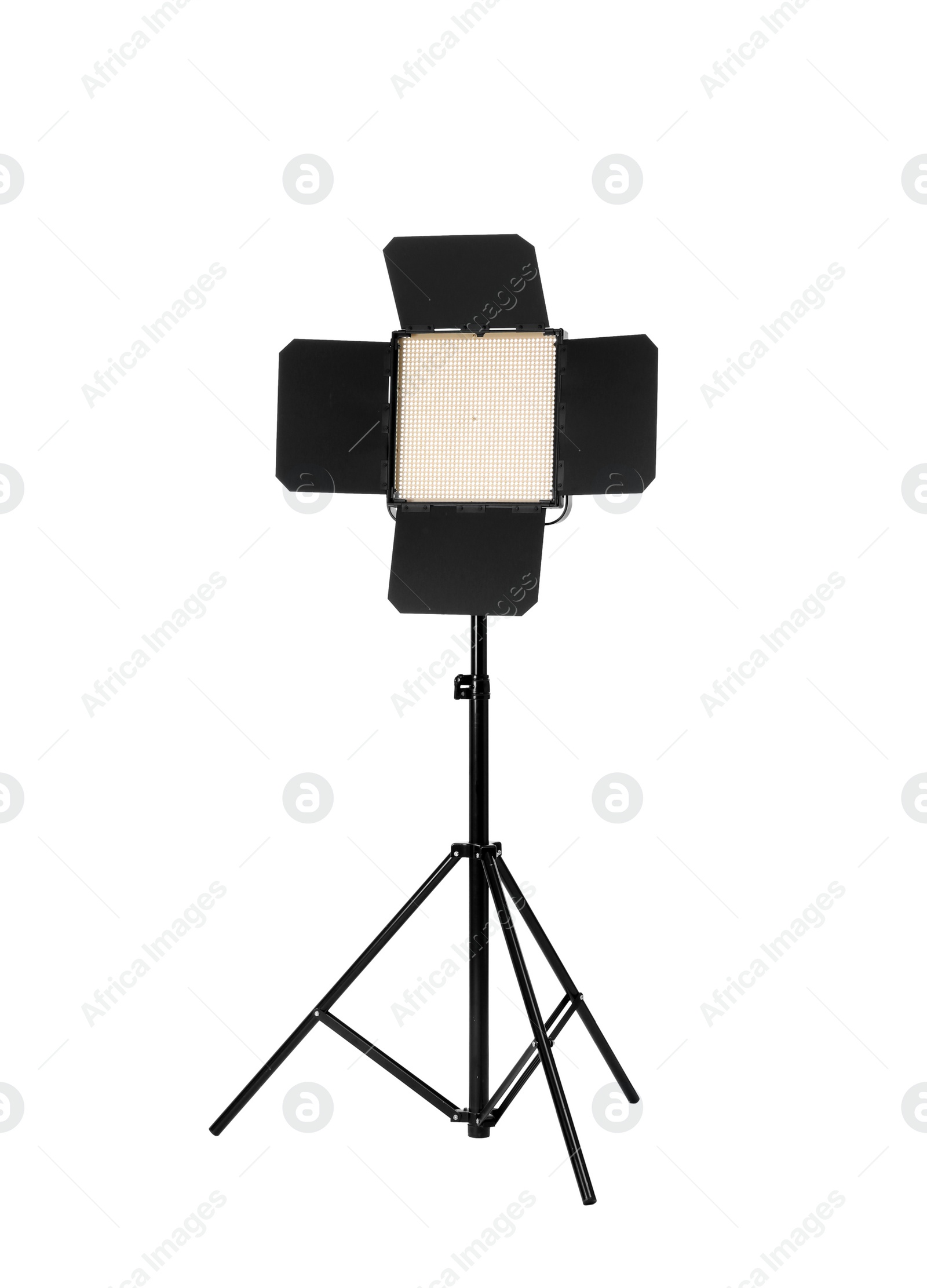 Photo of LED video light on white background. Food photography