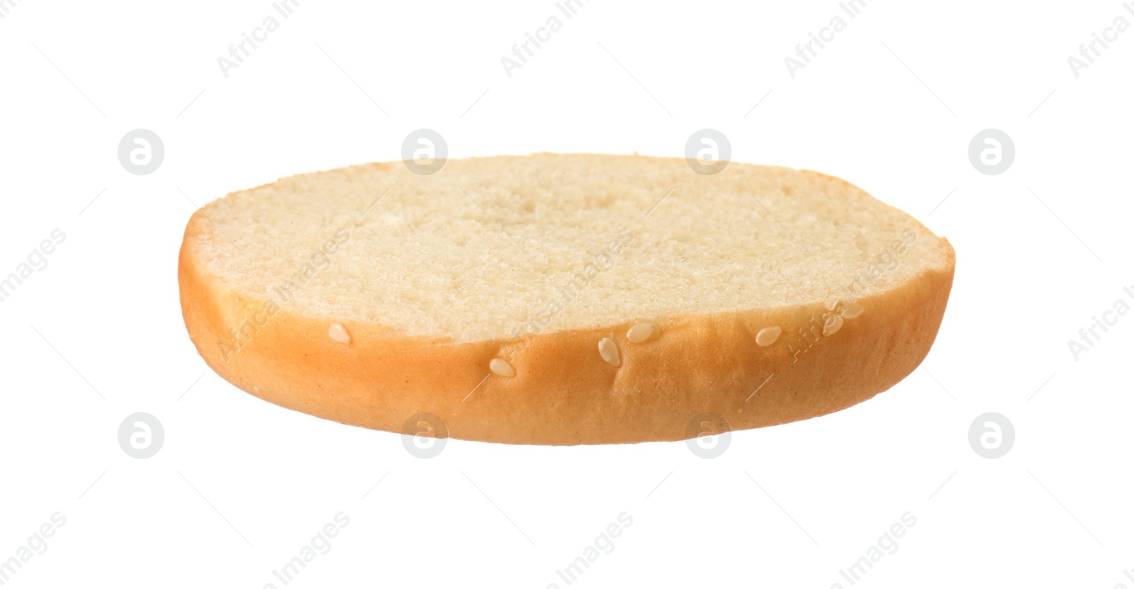 Photo of Half of fresh burger bun isolated on white