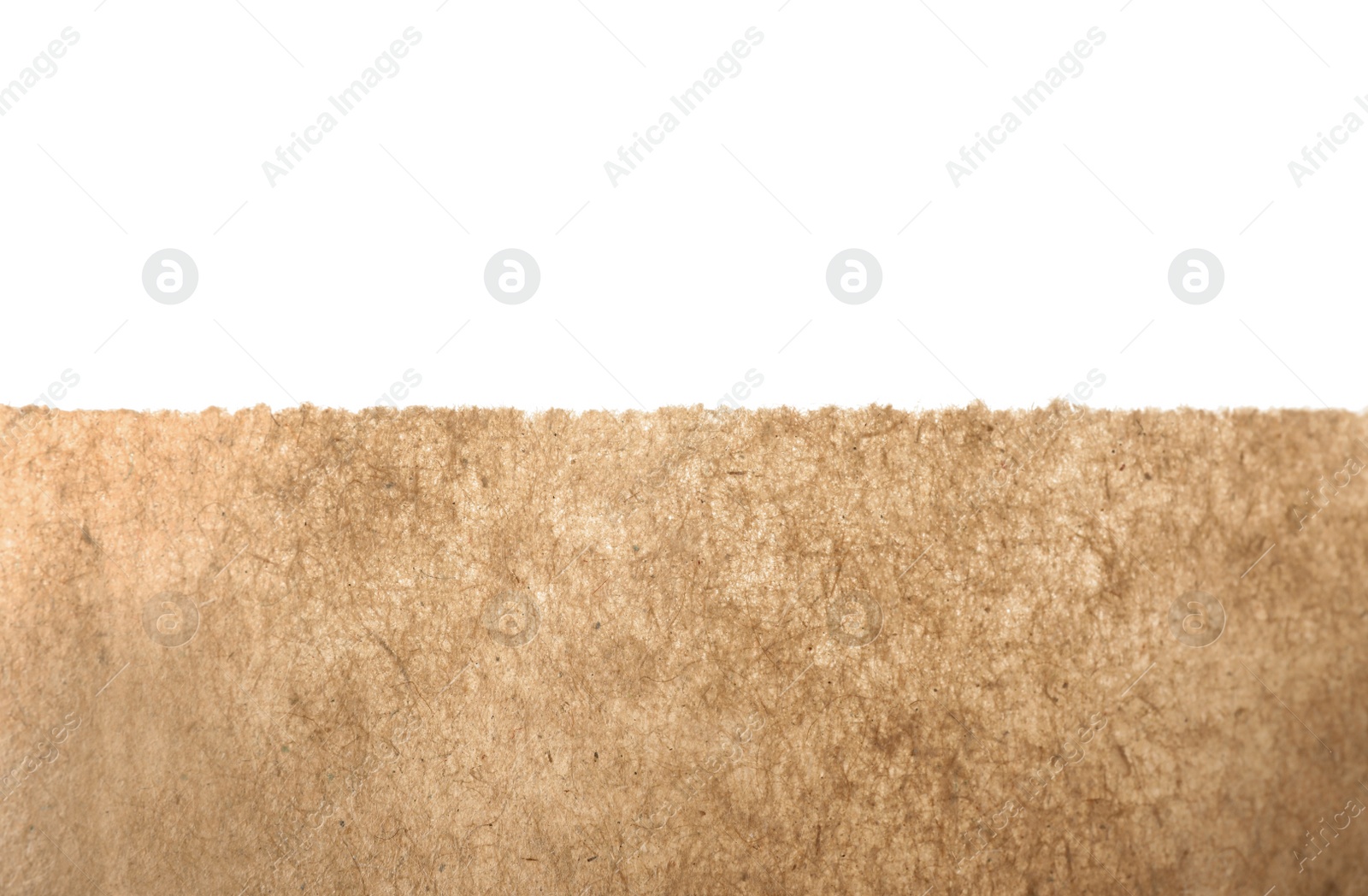 Photo of Brown paper bag on white background, closeup