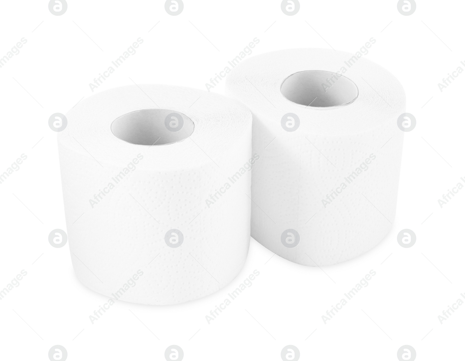 Photo of Soft toilet paper rolls isolated on white