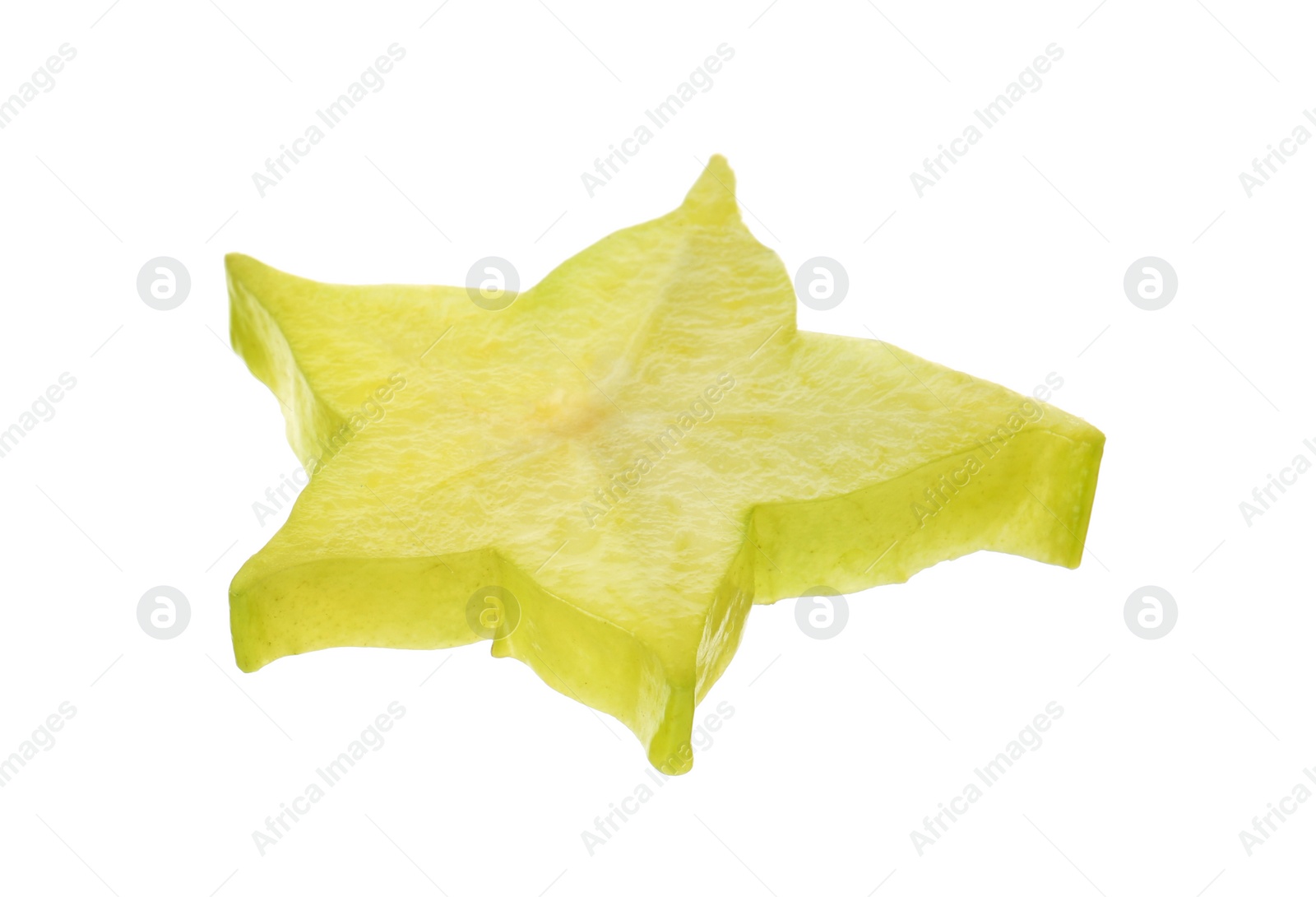 Photo of Slice of juicy carambola on white background