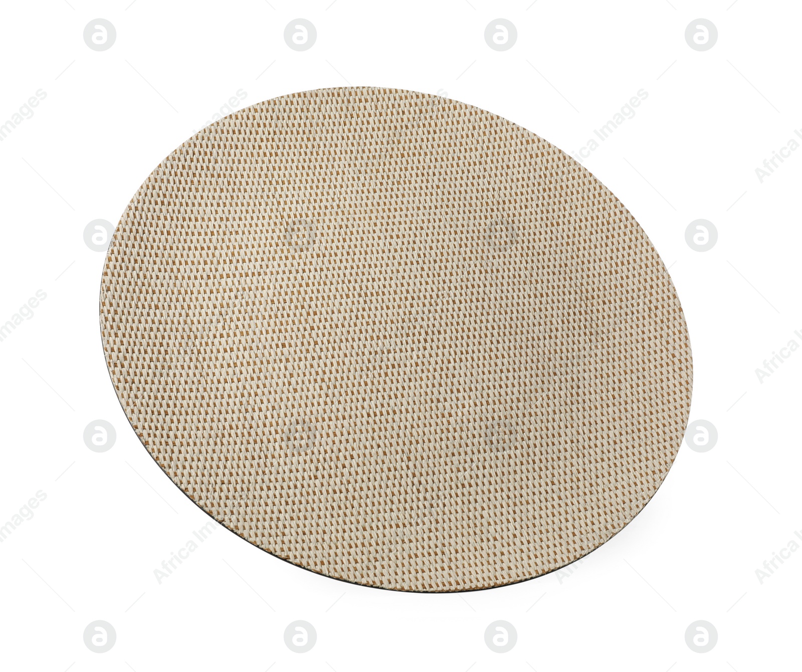 Photo of Round wicker decor element isolated on white