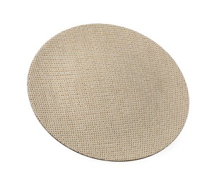 Photo of Round wicker decor element isolated on white