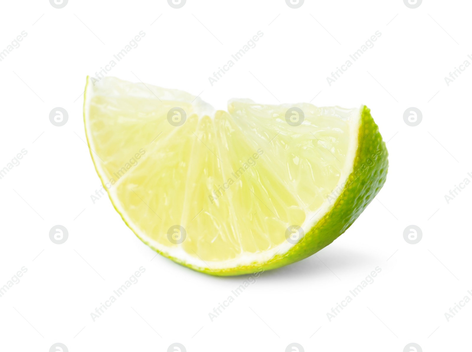 Photo of Citrus fruit. Slice of fresh ripe lime isolated on white