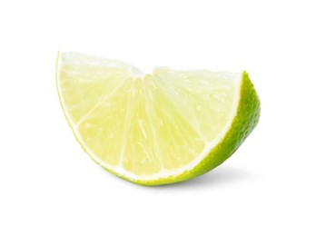 Photo of Citrus fruit. Slice of fresh ripe lime isolated on white