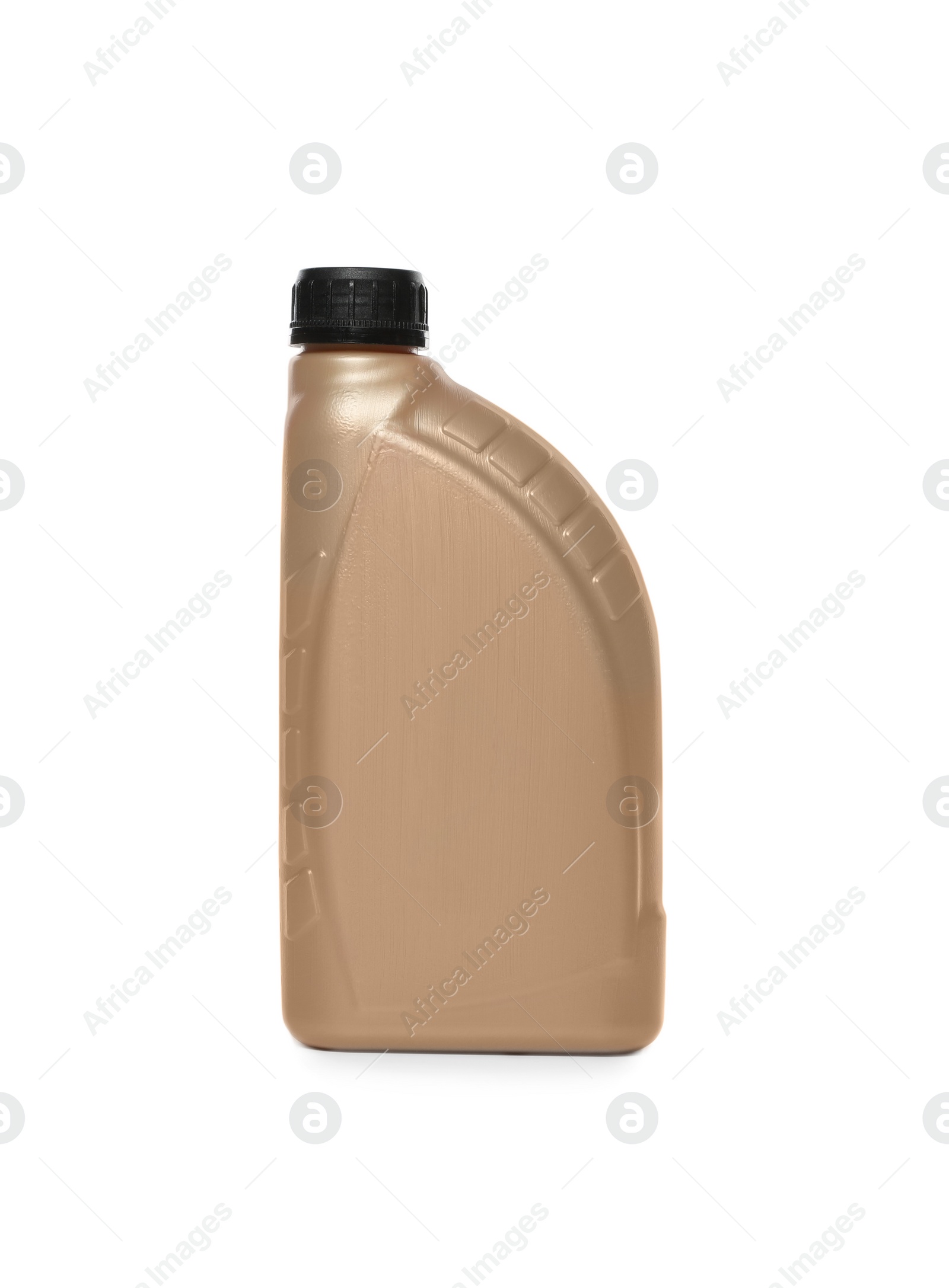 Photo of Antifreeze in plastic bottle isolated on white