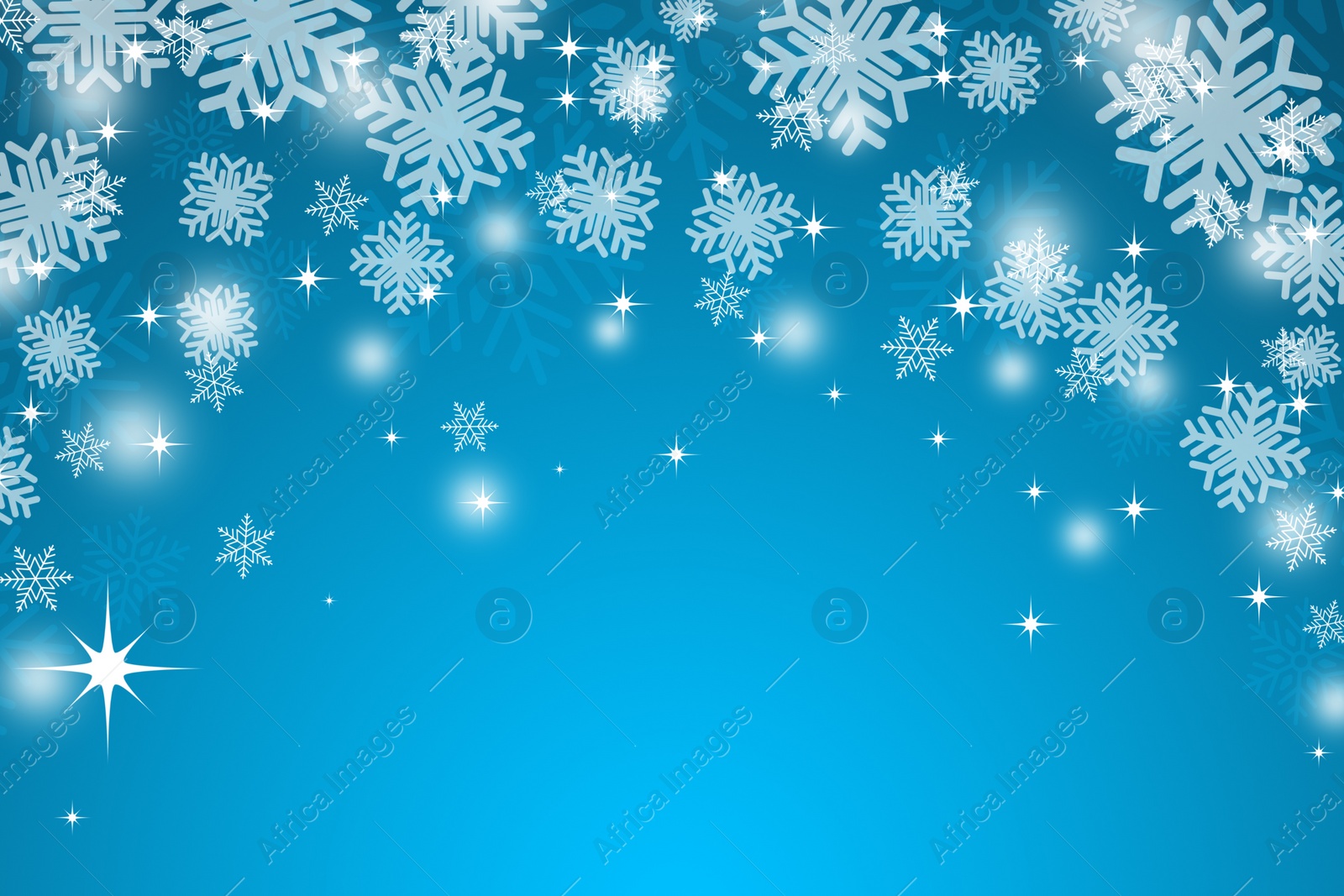 Illustration of Frame made of snowflakes on blue background. Space for text