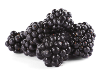 Beautiful tasty ripe blackberries on white background