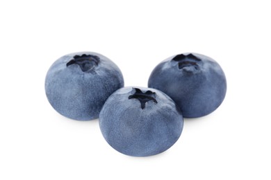 Photo of Tasty ripe fresh blueberries on white background