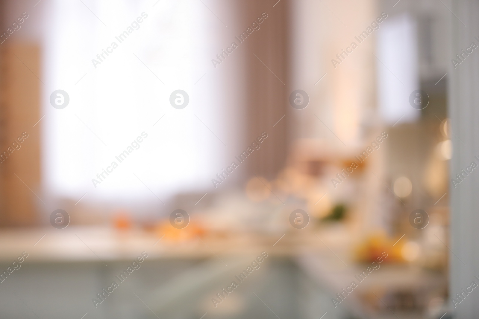 Photo of Modern kitchen interior, blurred view