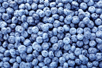 Photo of Tasty blueberry as background, close up view