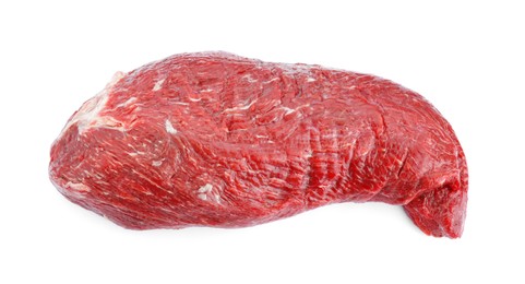 Piece of raw beef meat isolated on white