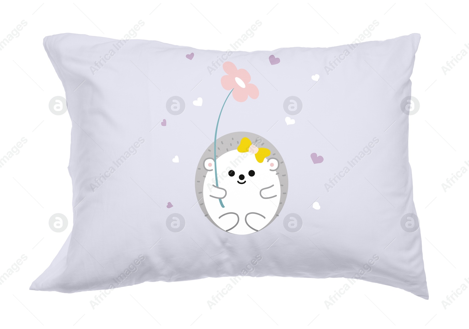 Image of Soft pillow with cute print isolated on white