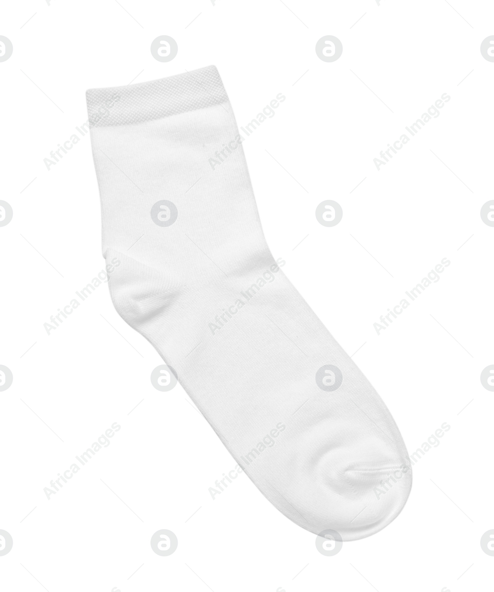 Photo of One sock isolated on white, top view