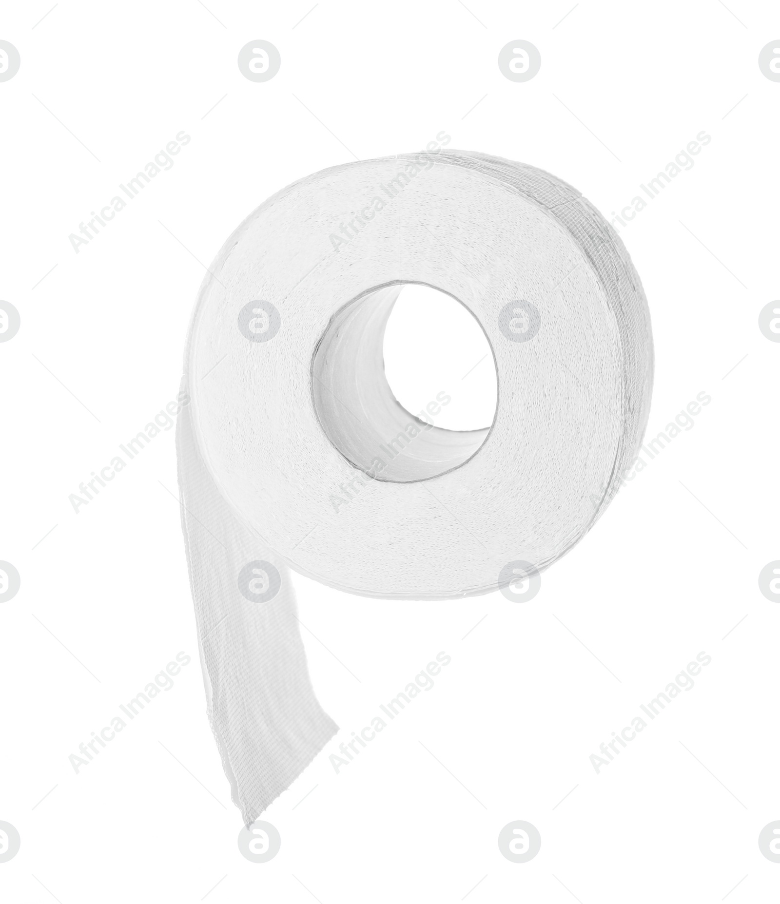 Photo of Roll of toilet paper on white background. Personal hygiene