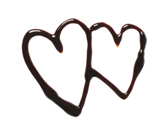 Hearts made of dark chocolate on white background