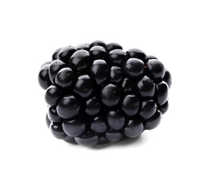 Tasty ripe juicy blackberry on white background