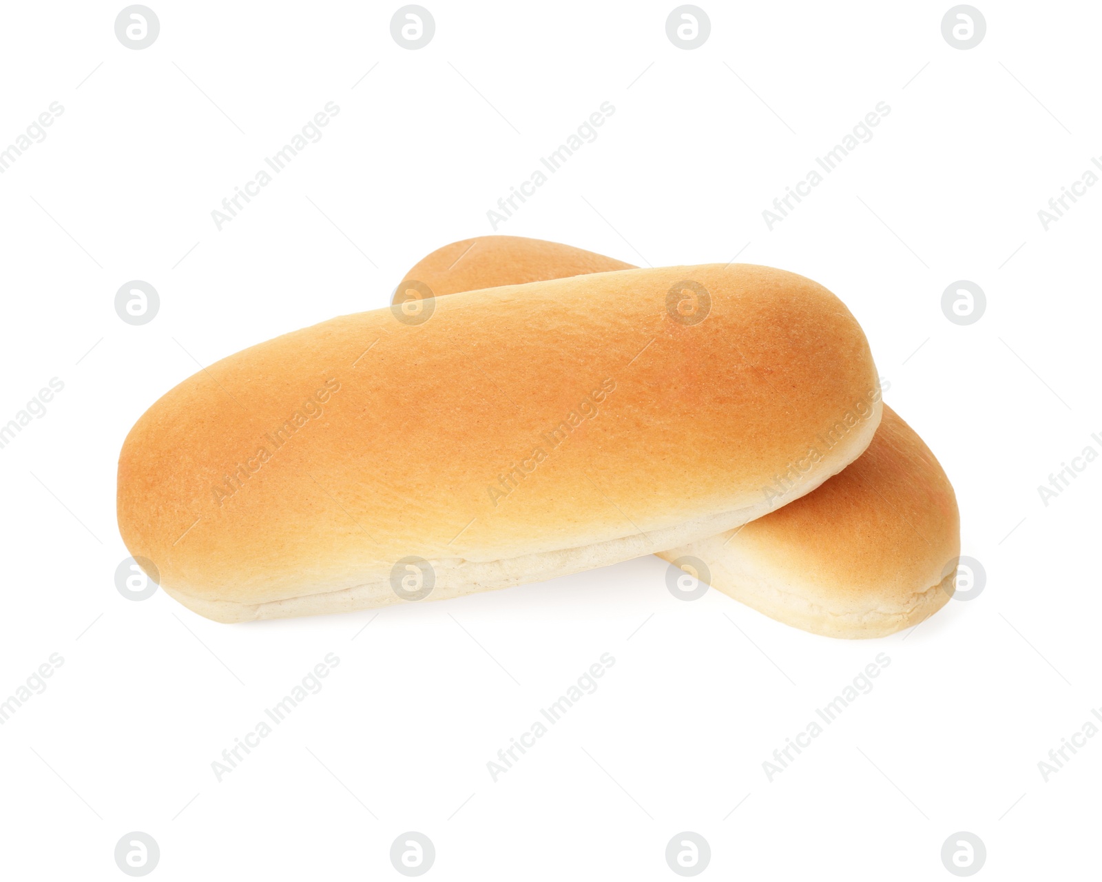 Photo of Two fresh hot dog buns isolated on white